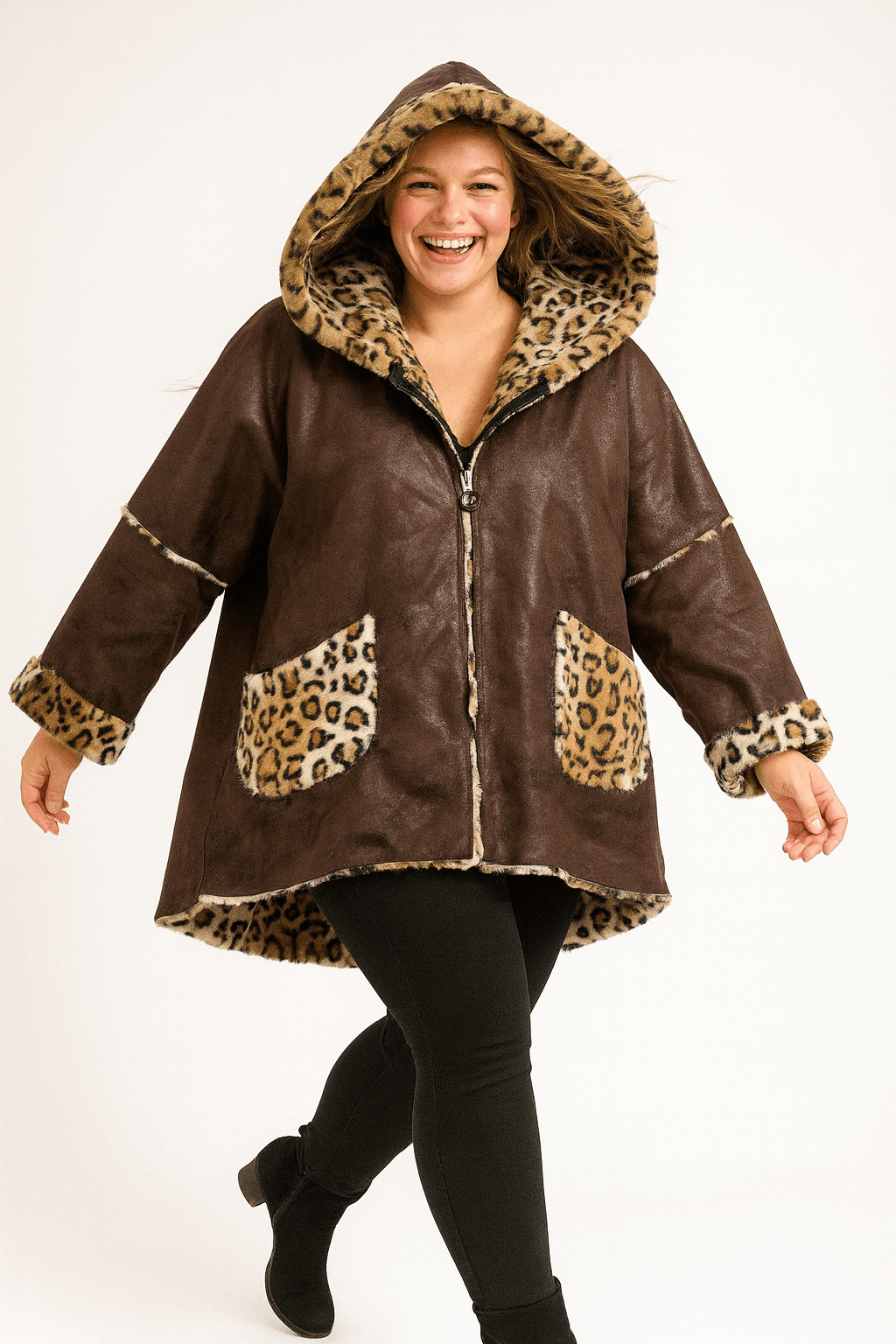 İtalyan İçi Kürklü Kısa Kaban - KAHVERENGİ