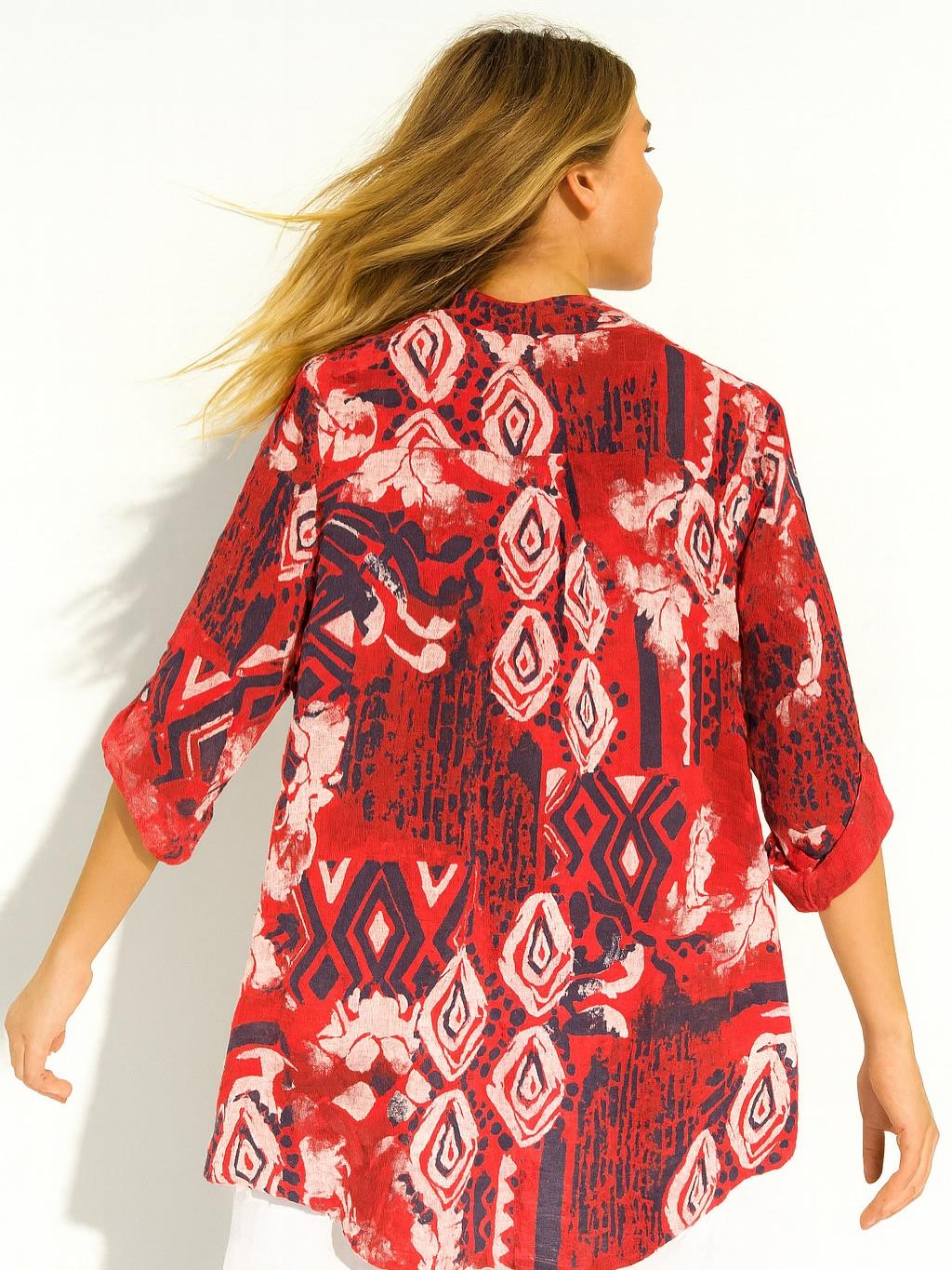 İtalyan Pamuk Keten Gömlek - KIRMIZI