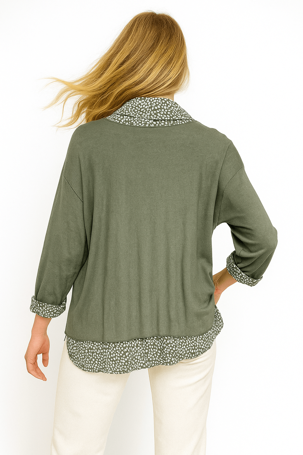 İtalyan Fularlı 3'lü Takım Bluz - HAKİ