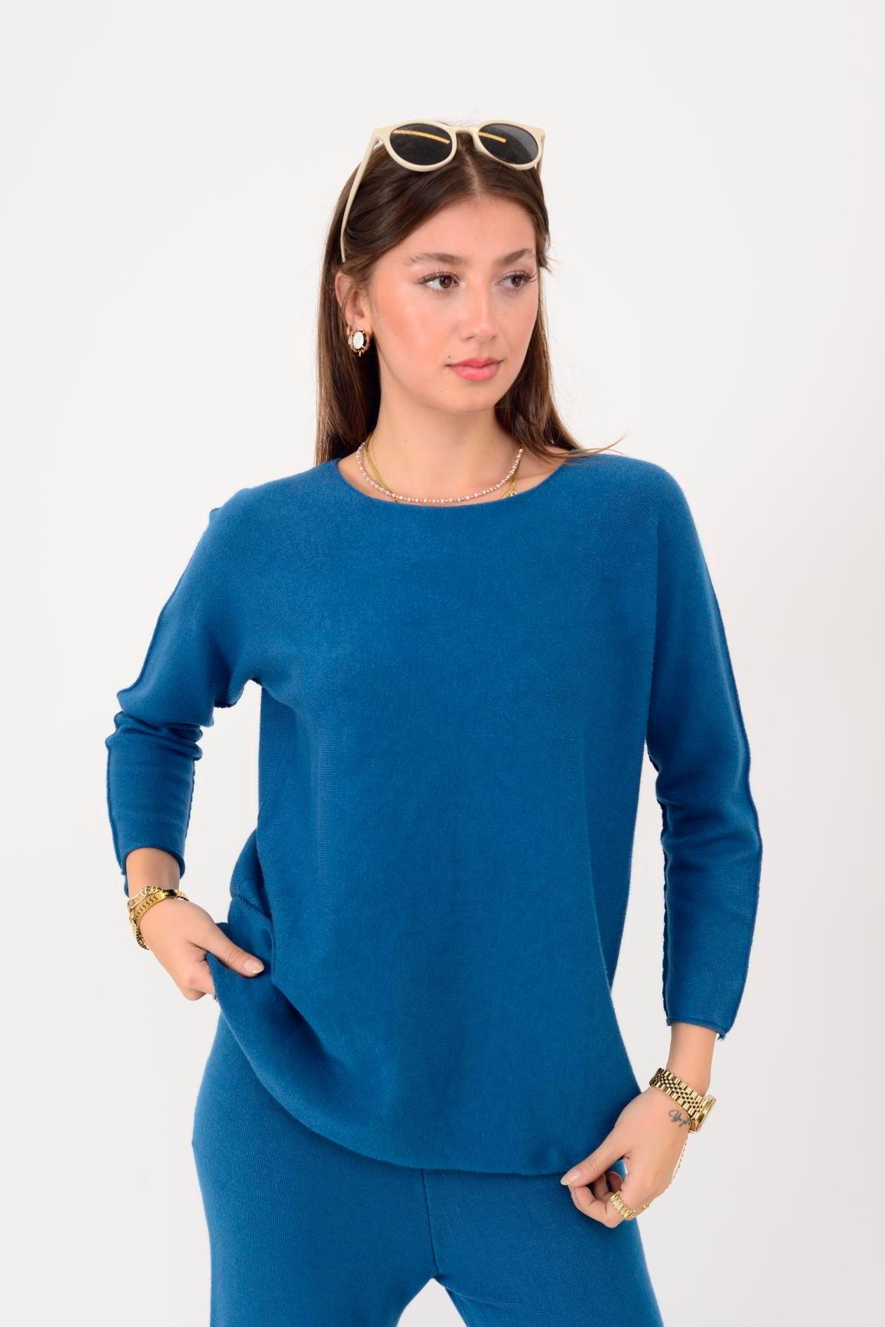 İtalyan Bisiklet Yaka 2'Li Triko Takım - TURKUAZ