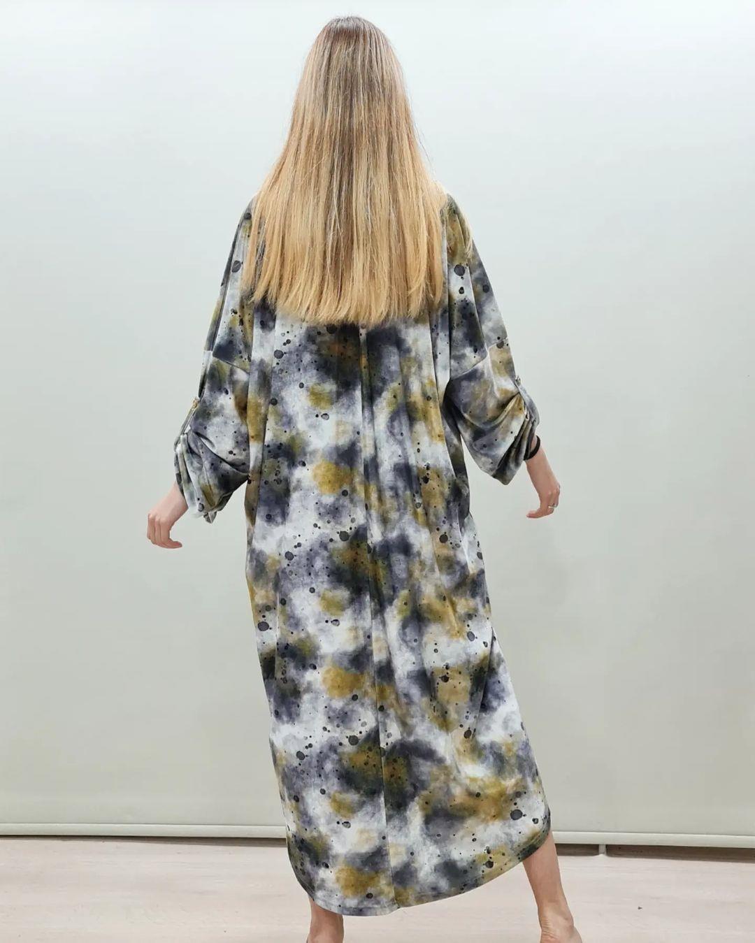 İtalyan Kadife Elbise - ANTRASİT