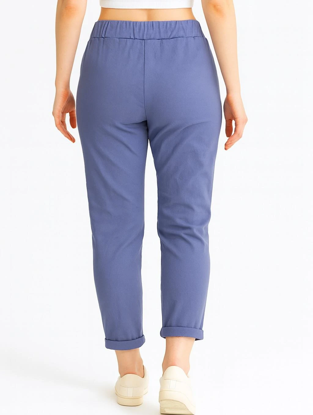 İtalyan Pul Payet Detaylı Likralı Pantolon - MAVİ