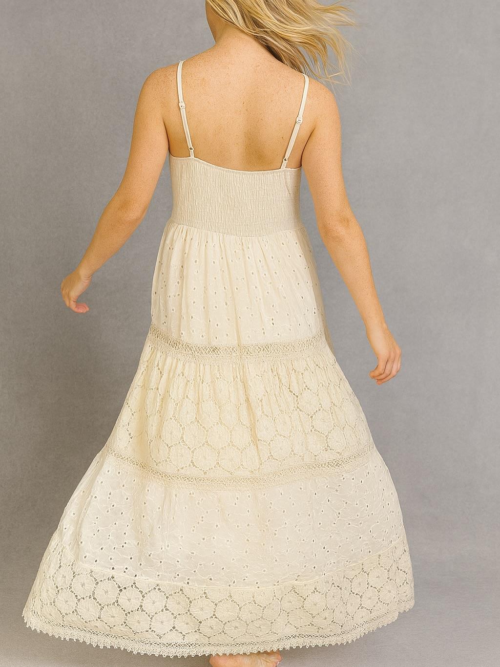 İtalyan Dantel Elbise - BEJ