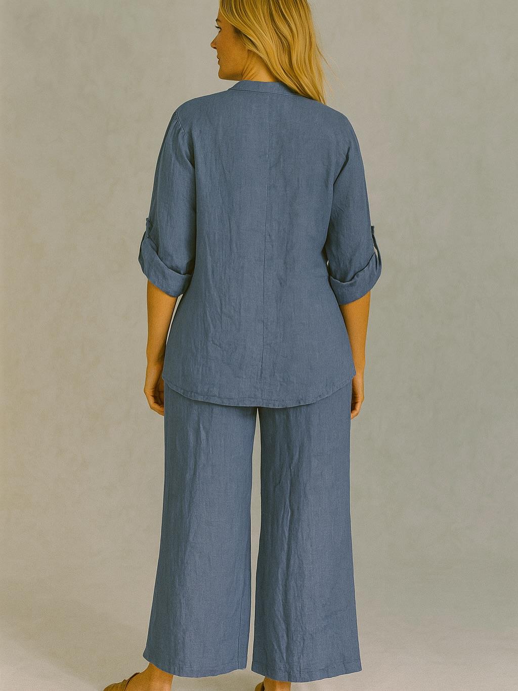 İtalyan Keten Takım - MAVİ