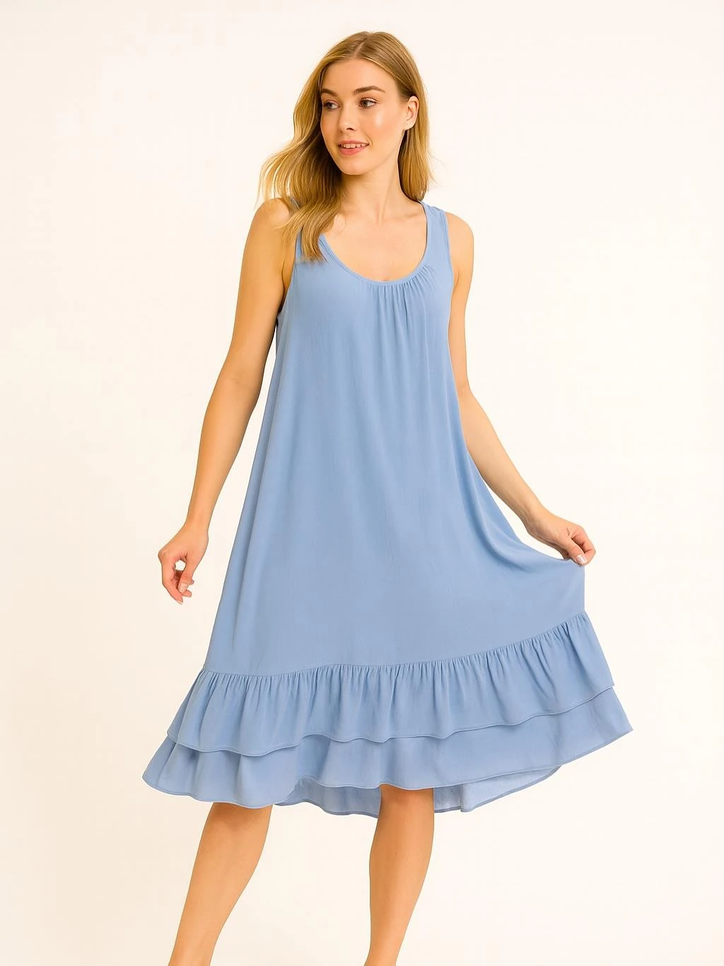 İtalyan Pamuklu Elbise - MAVİ