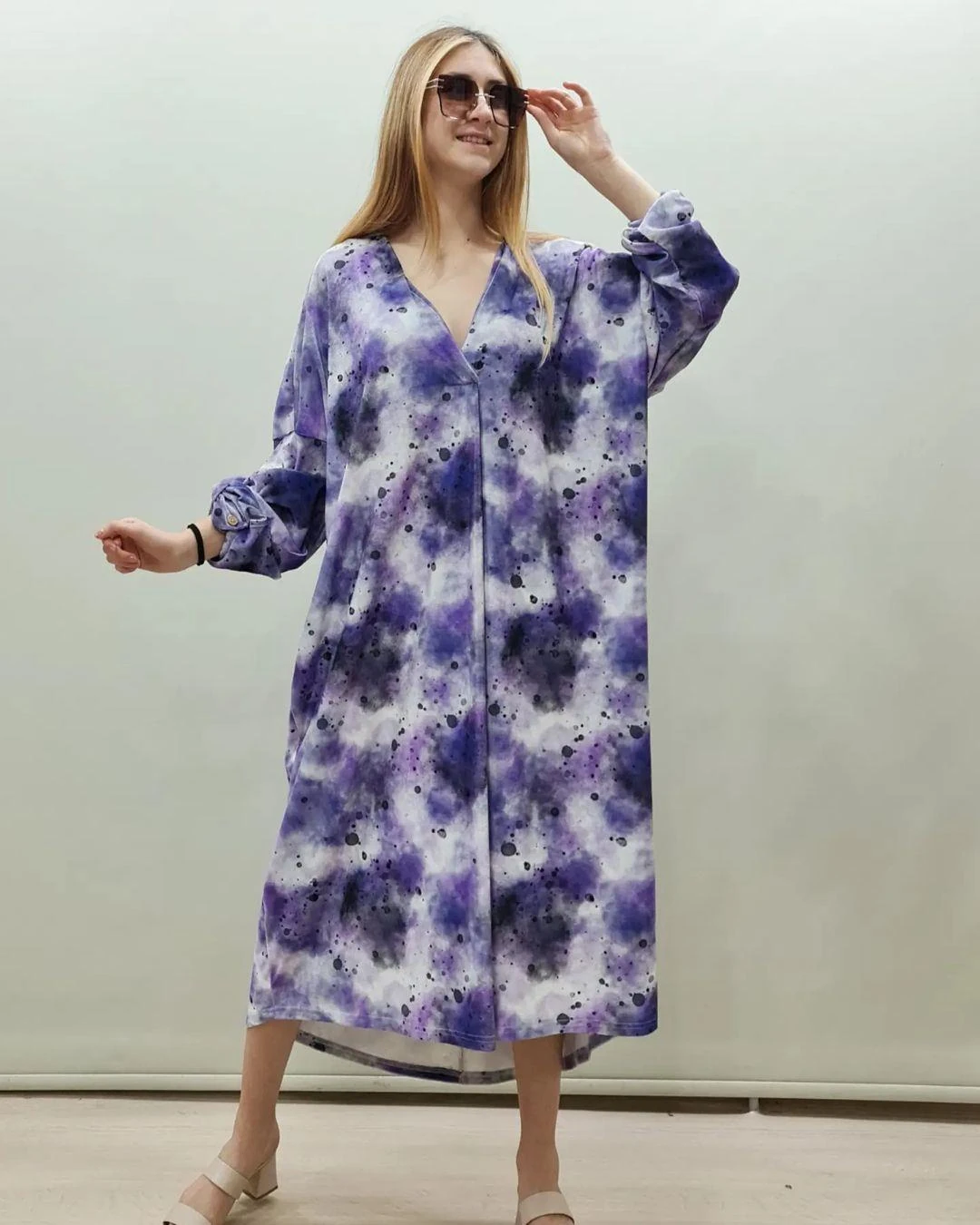 İtalyan Kadife Elbise - LİLA