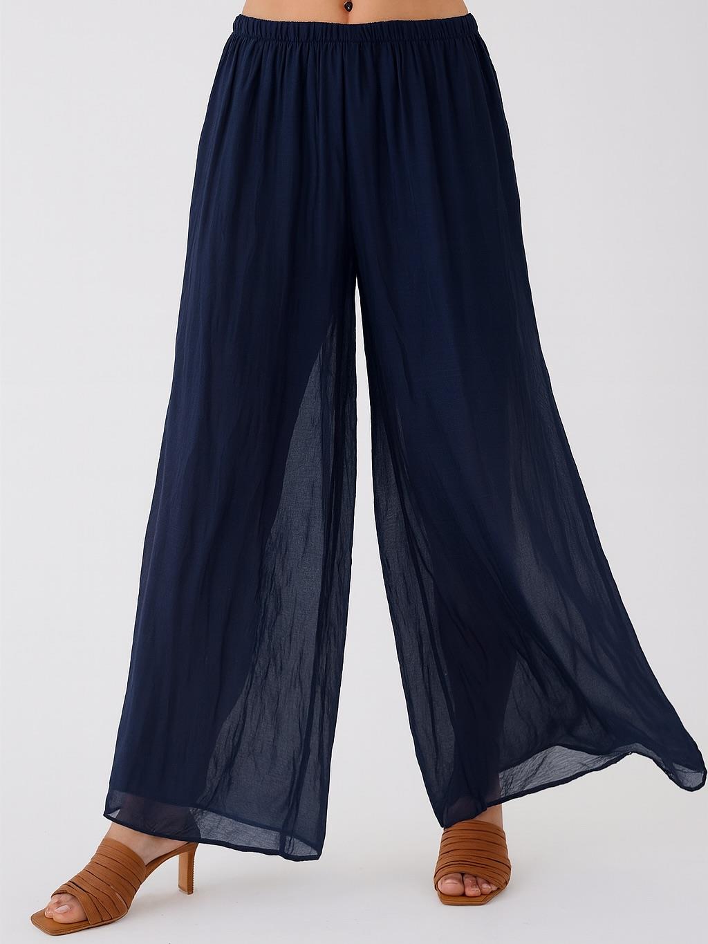 İtalyan İpek Pantolon - LACİVERT