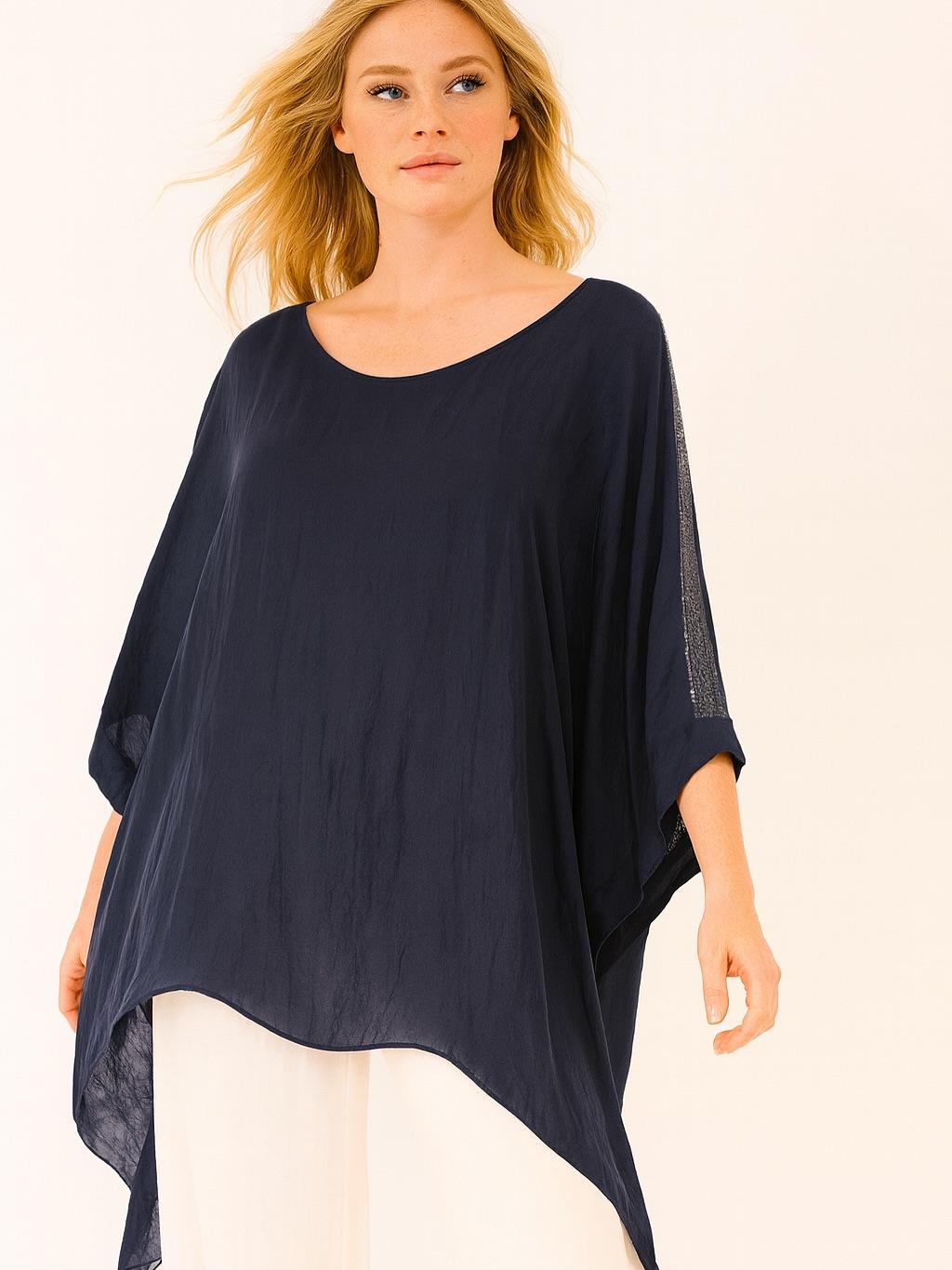 İtalyan İpek Bluz - LACİVERT