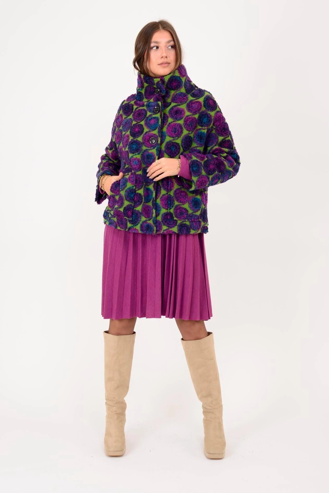 İtalyan Cep Detaylı Keçe Ceket - MOR