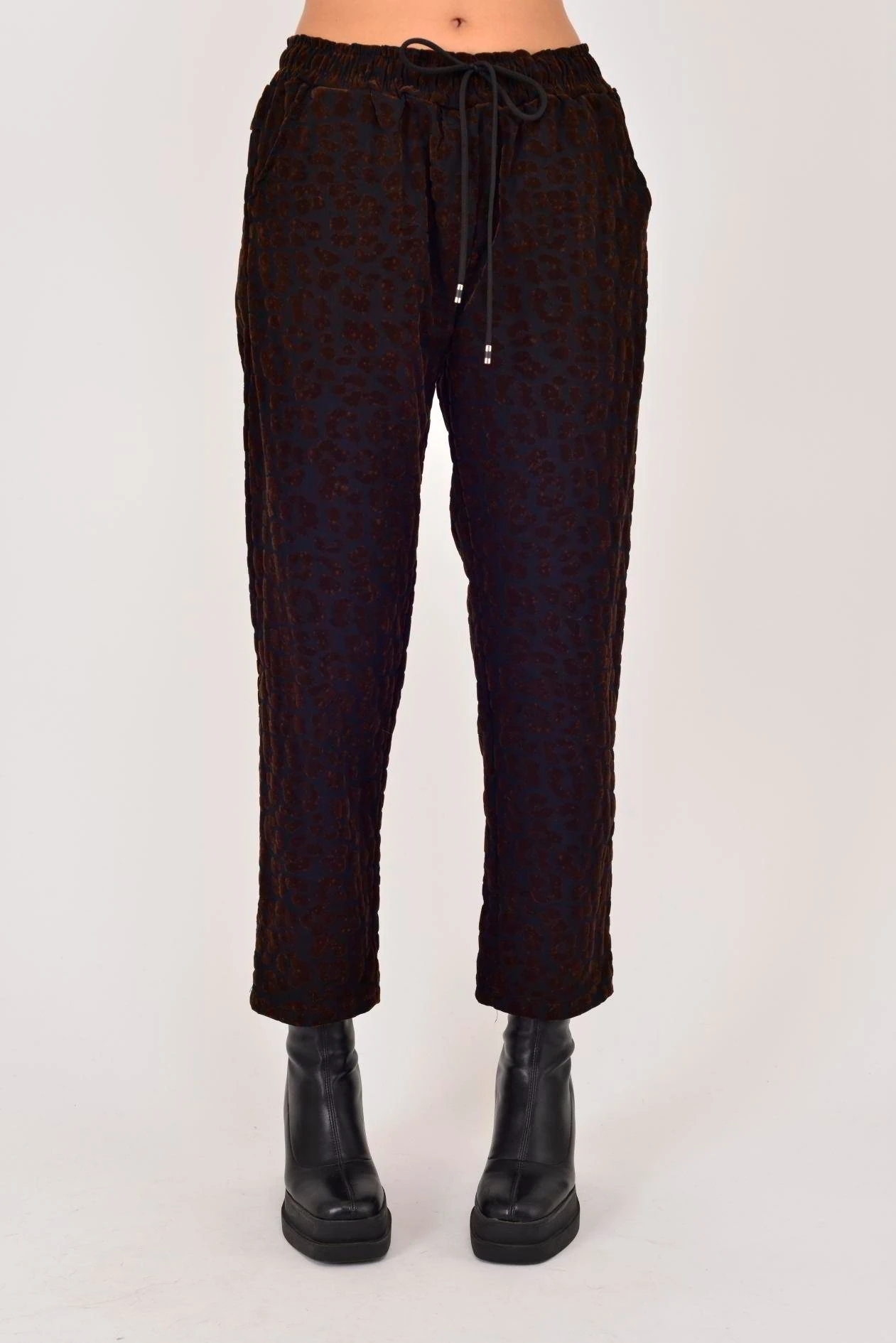 İtalyan Taş Desen Pantolon - KAHVERENGİ