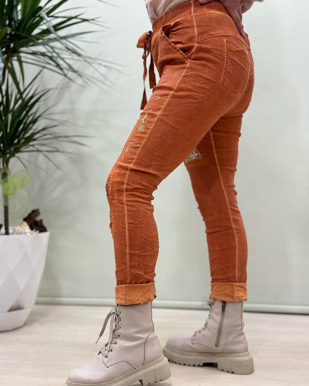 İtalyan Likralı Pantolon - TURUNCU