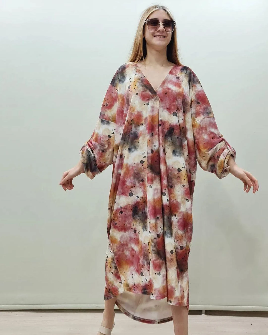 İtalyan Kadife Elbise - KIRMIZI