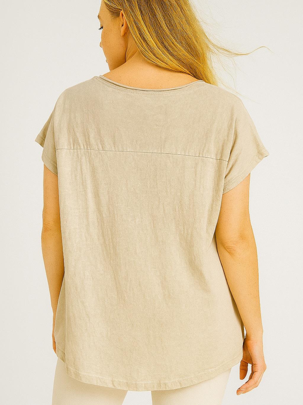 İtalyan Keten İşleme Detaylı Bluz - BEJ