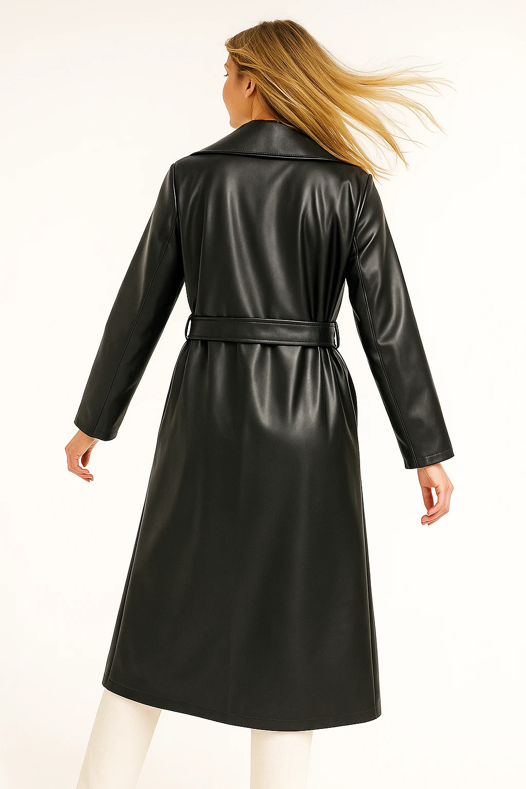 İtalyan Önden Bağlamalı Trenç - SİYAH