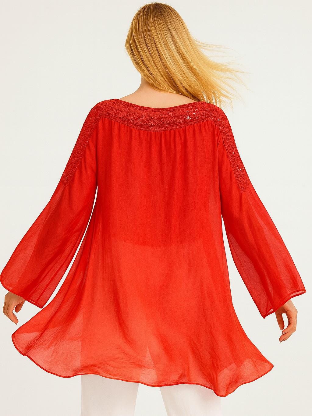 İtalyan İpek Bluz - KIRMIZI