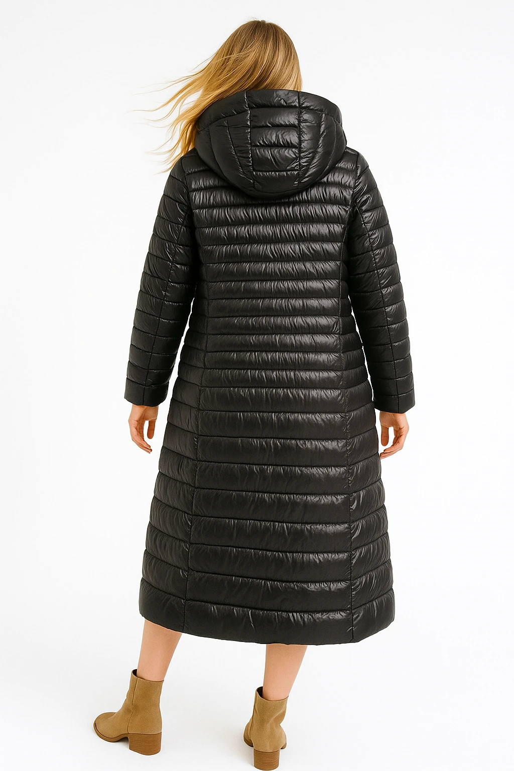 İtalyan Kapüşonlu Mont - SİYAH