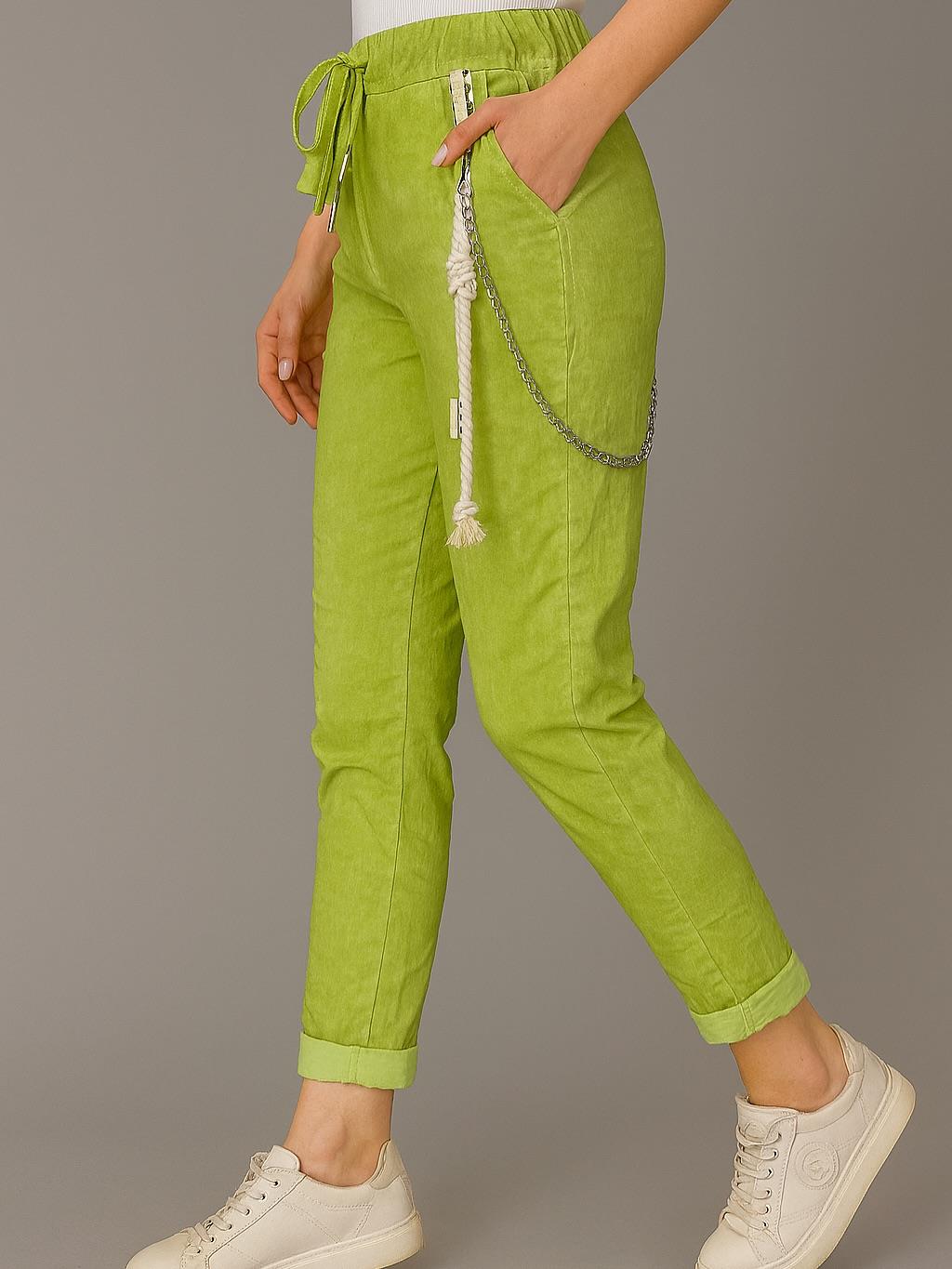 İtalyan Likralı Pantolon - YEŞİL