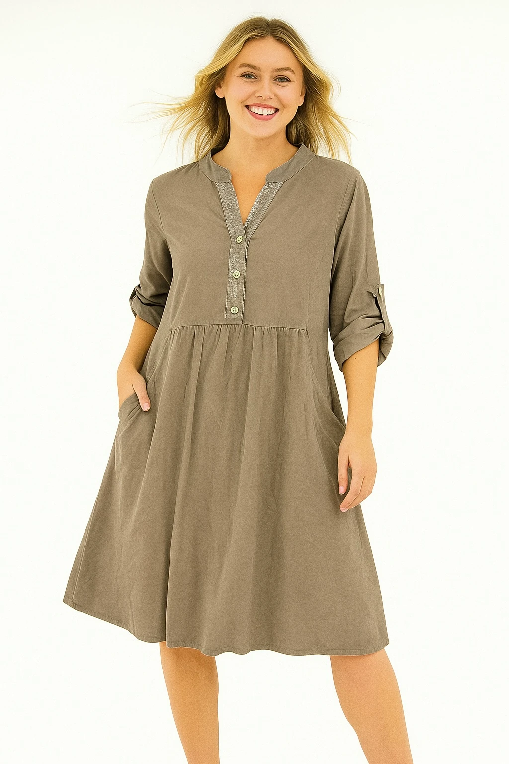 İtalyan Pul Payet Detaylı Kadife Elbise - VİZON