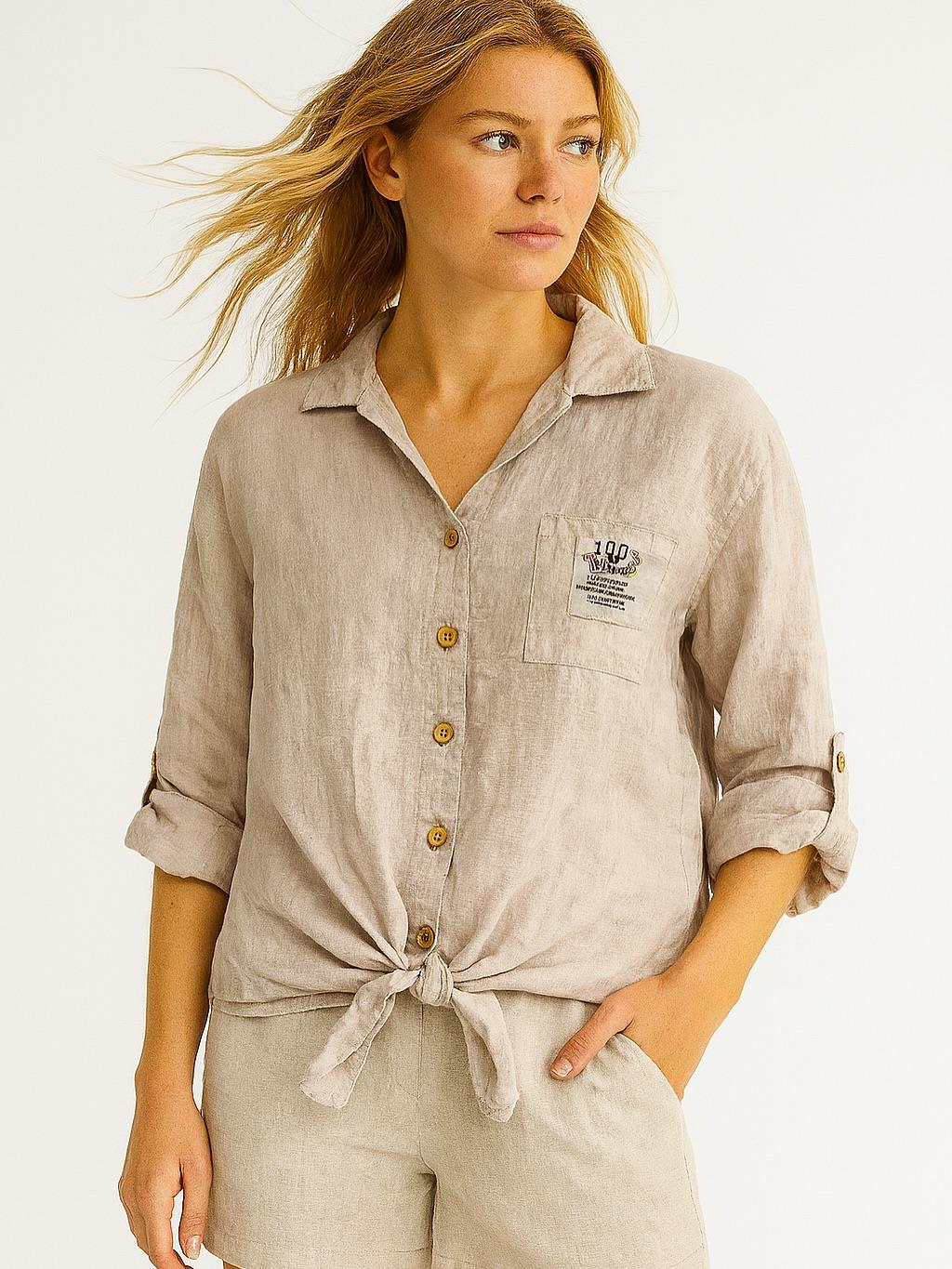 İtalyan Keten Gömlek - BEJ