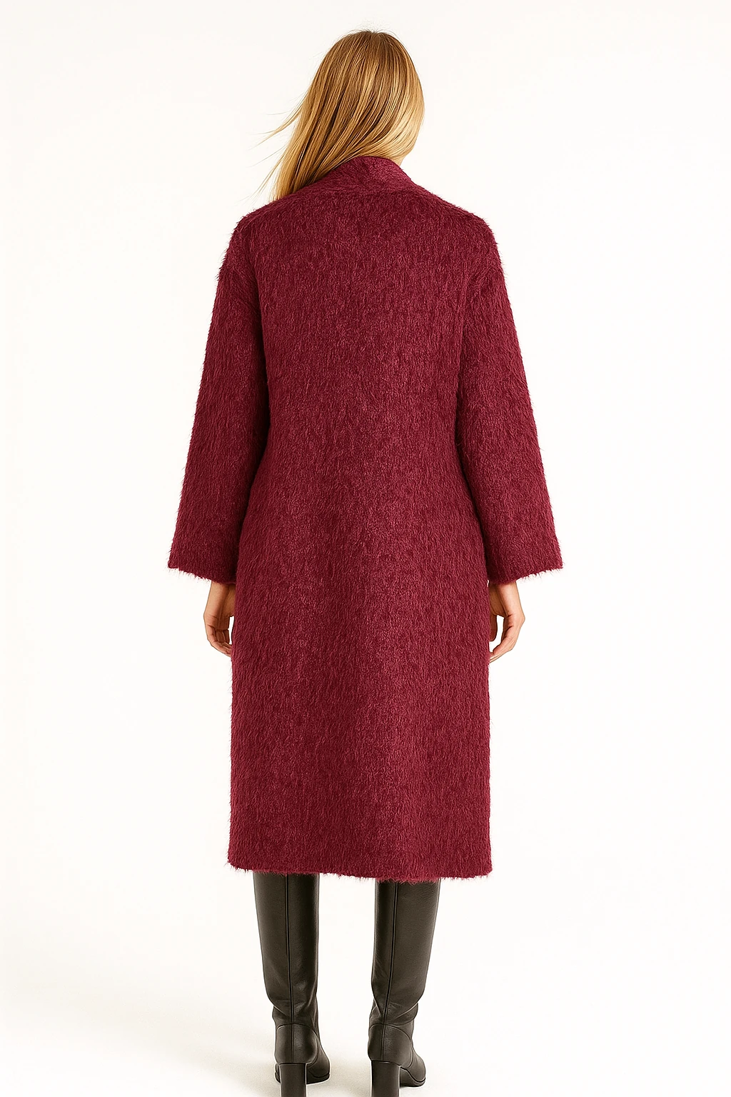 İtalyan Cep Detaylı Keçe Kaban - BORDO