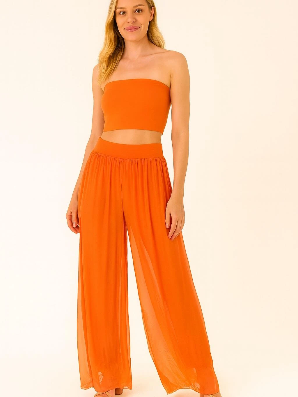 İtalyan İpek Pantolon - TURUNCU