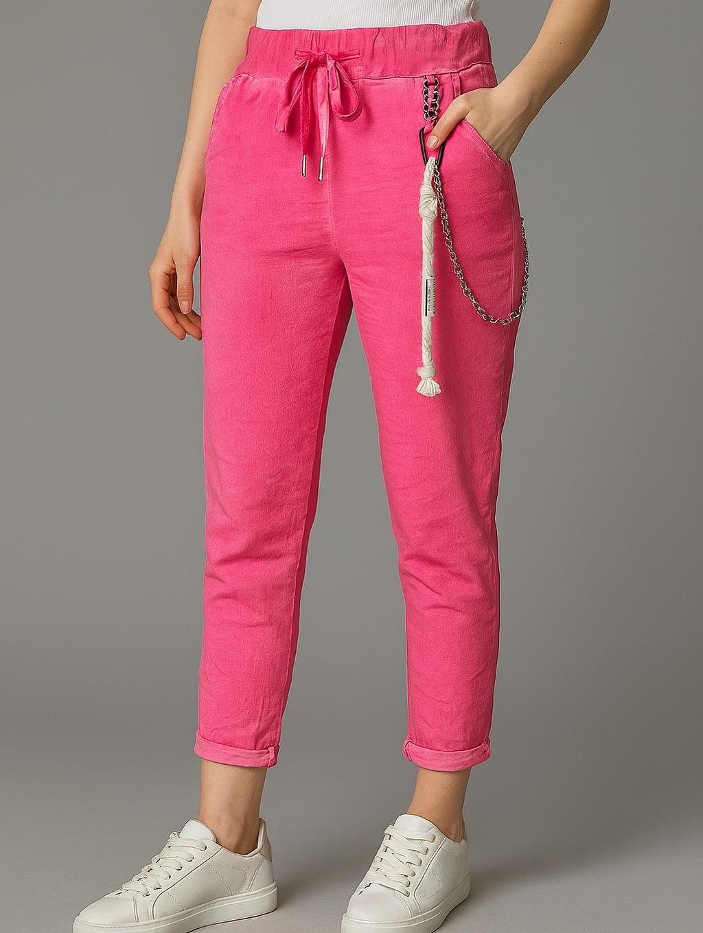 İtalyan Likralı Pantolon - FUŞYA