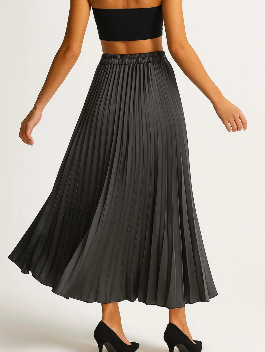 İtalyan Saten Etek - ANTRASİT