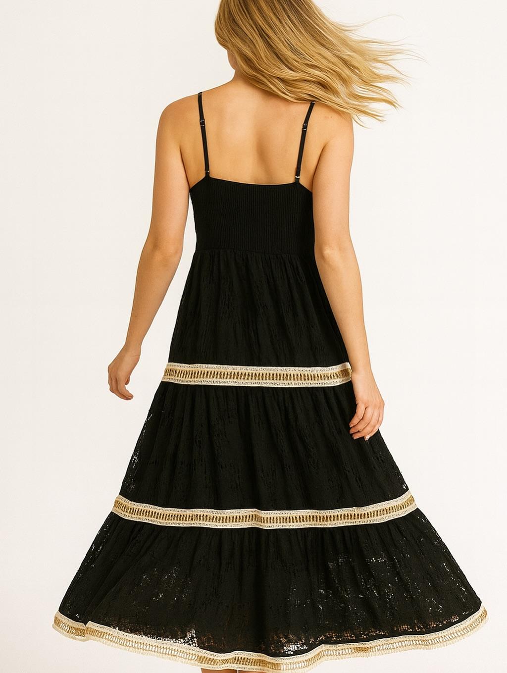 İtalyan Dantel Elbise - SİYAH