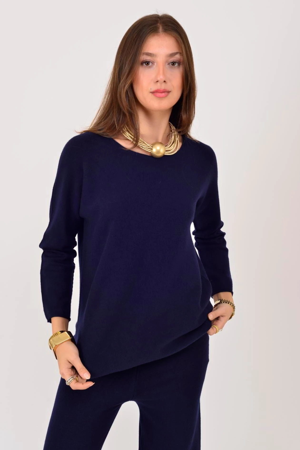 İtalyan Bisiklet Yaka 2'Li Triko Takım - LACİVERT