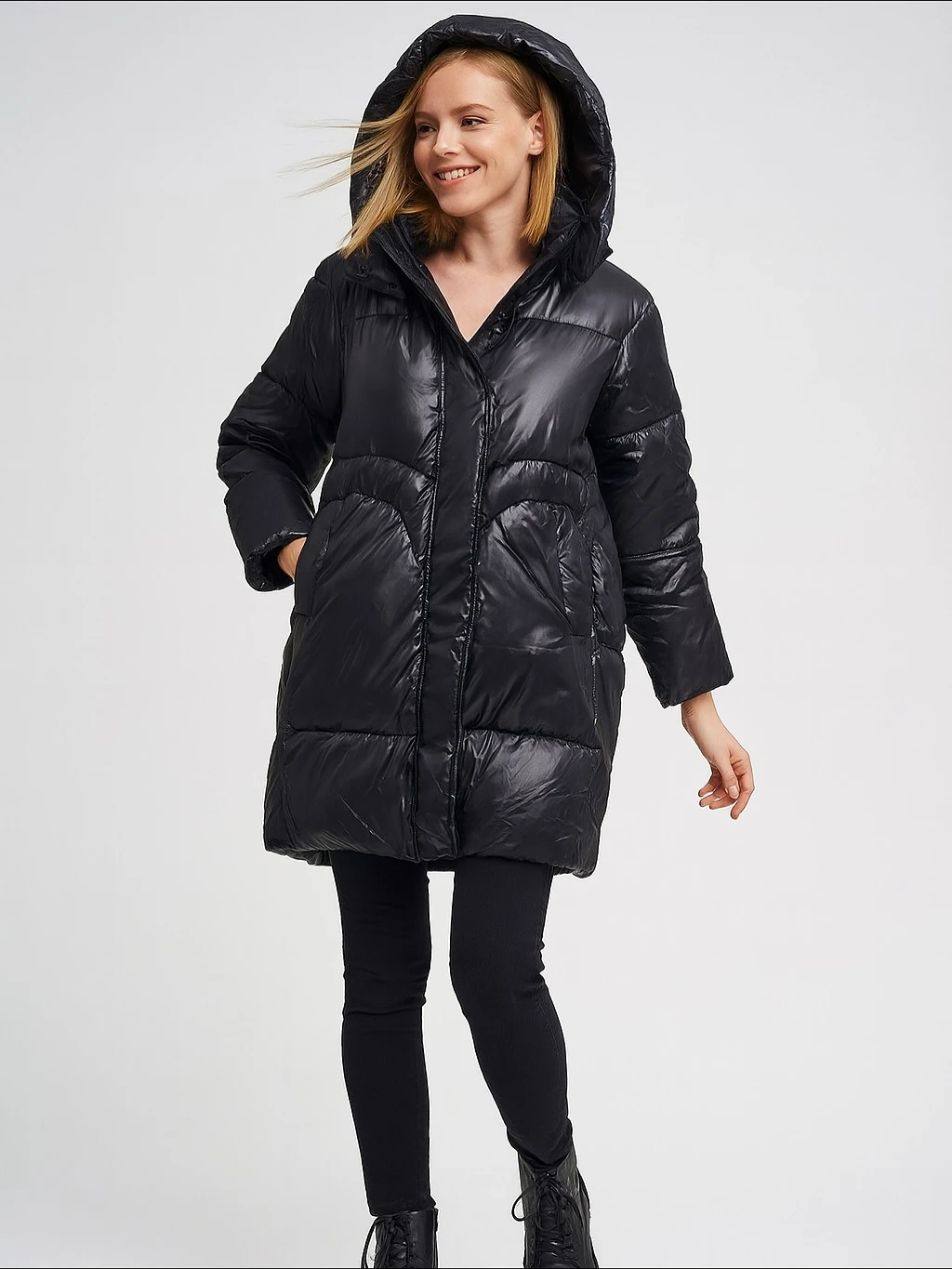 İtalyan Kapüşonlu Mont - SİYAH