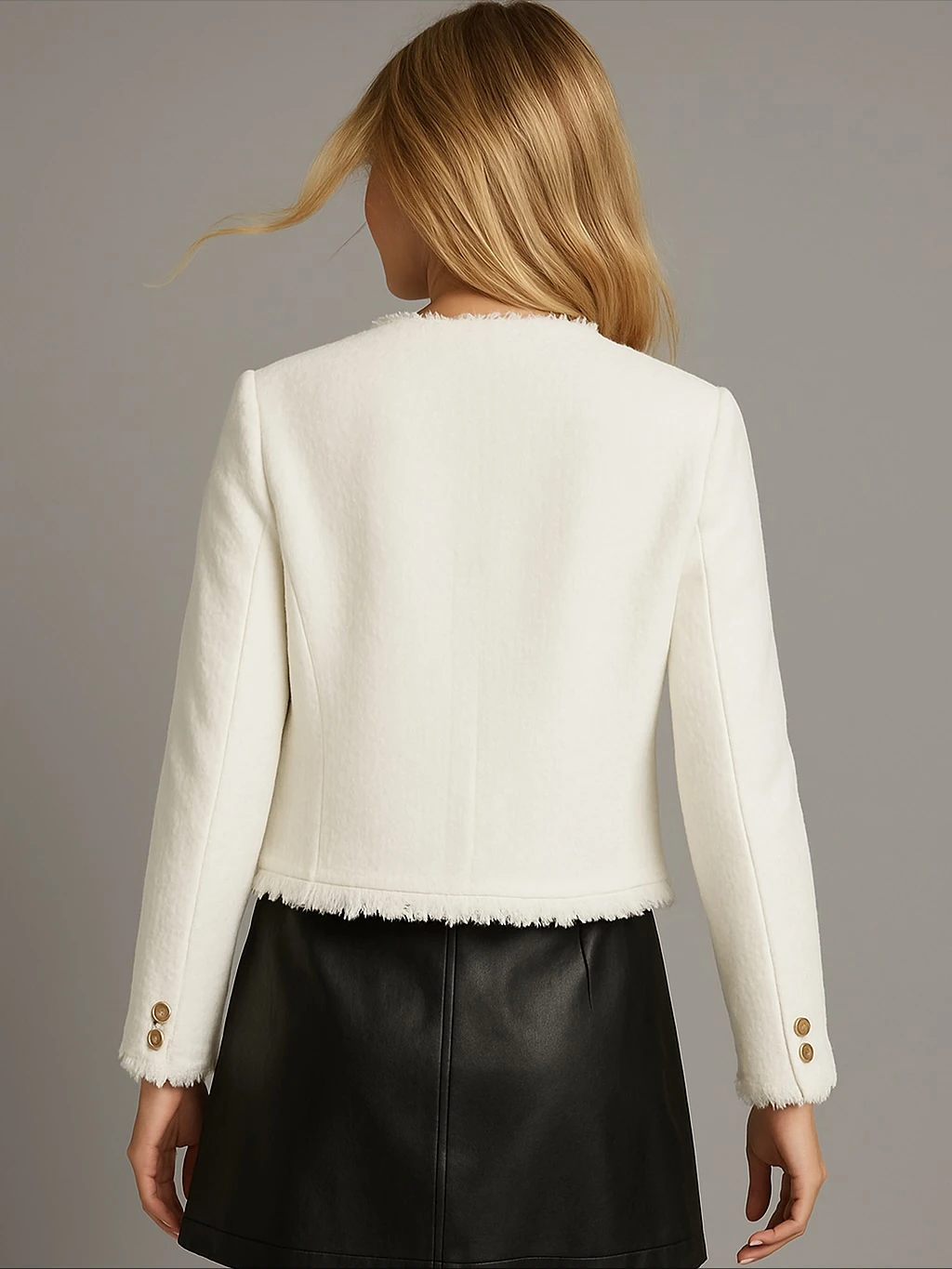 İtalyan Özel Tasarım Şanel Ceket - BEYAZ