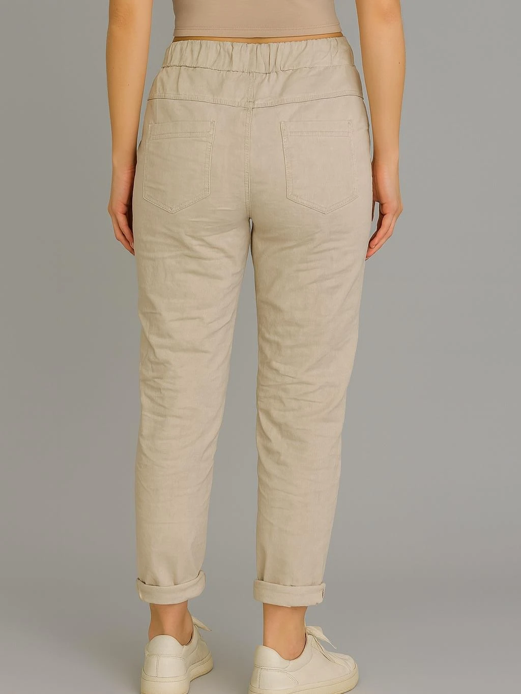 İtalyan Lepoar Desenli Likralı Pantolon - BEJ