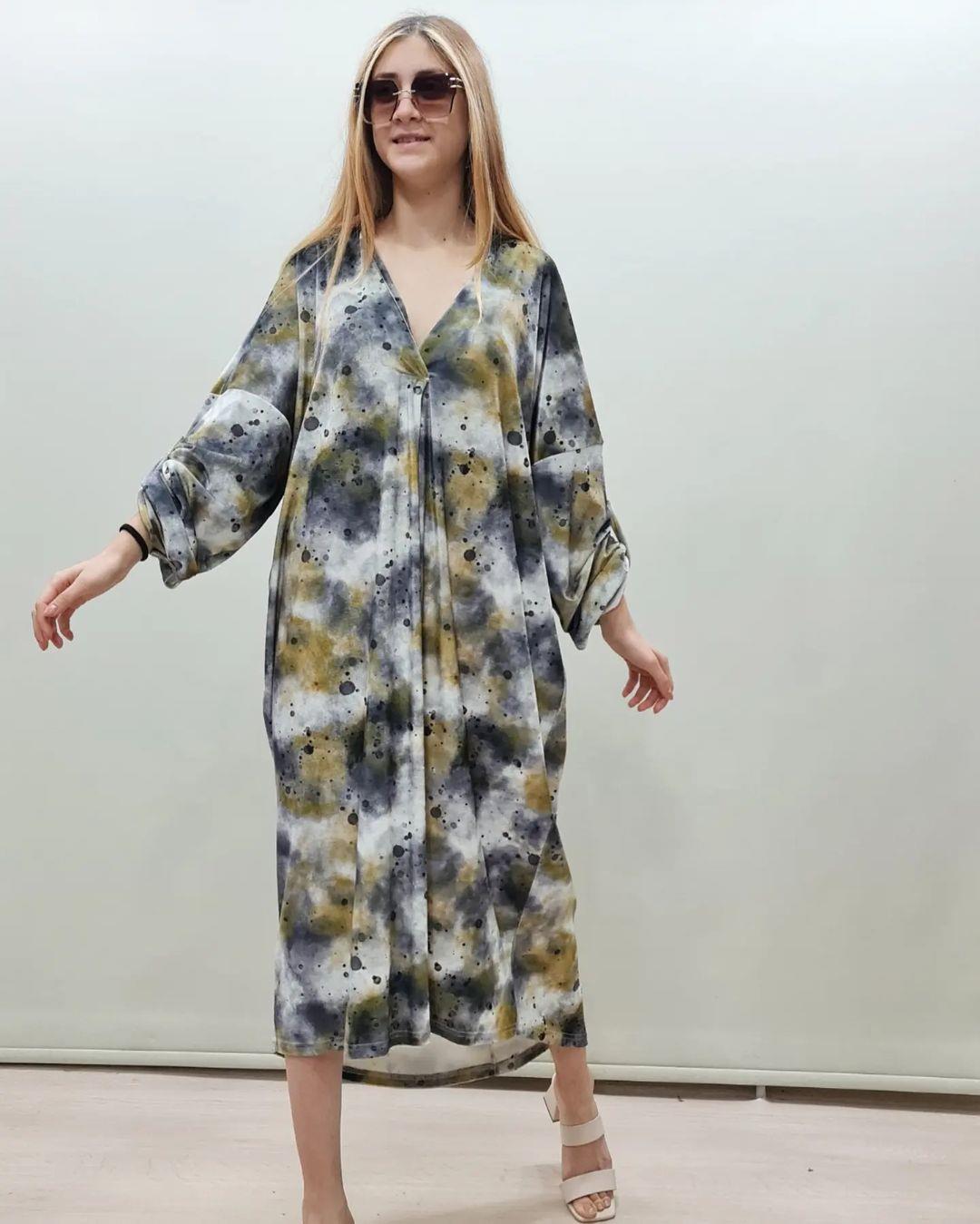 İtalyan Kadife Elbise - ANTRASİT