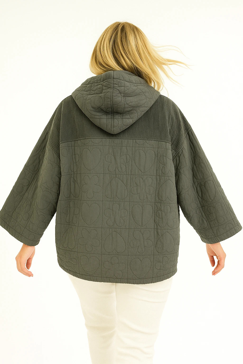 İtalyan Kadife Detaylı Kapitone Ceket - ANTRASİT