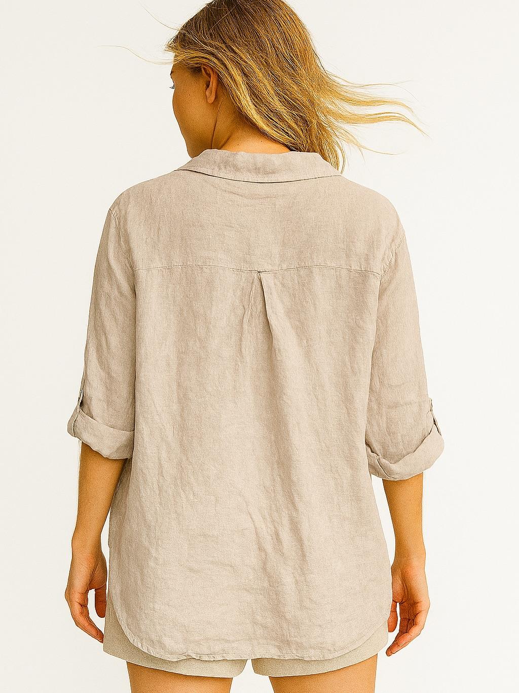 İtalyan Keten Gömlek - BEJ