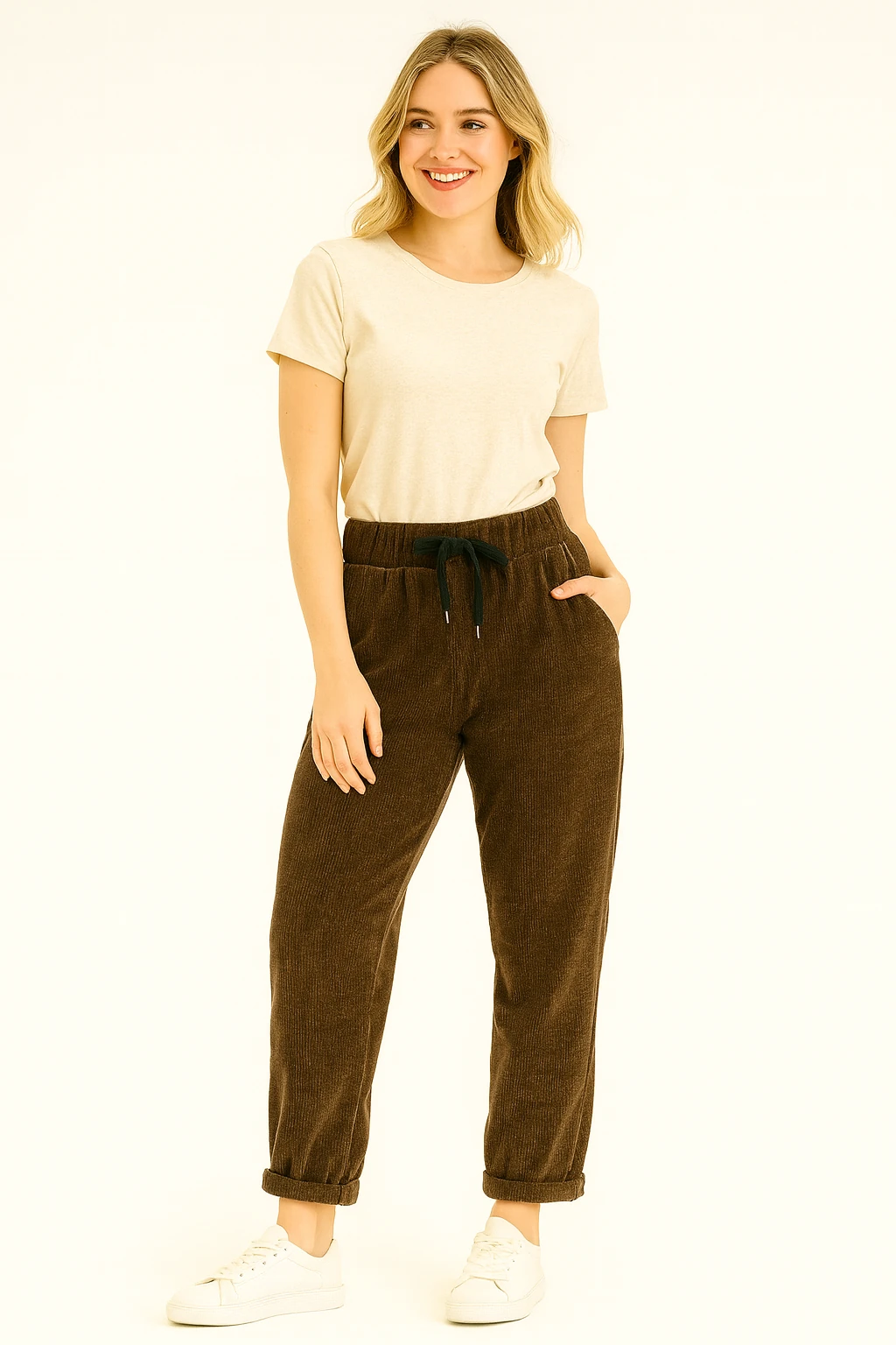 İtalyan Kadife Pantolon - KAHVERENGİ