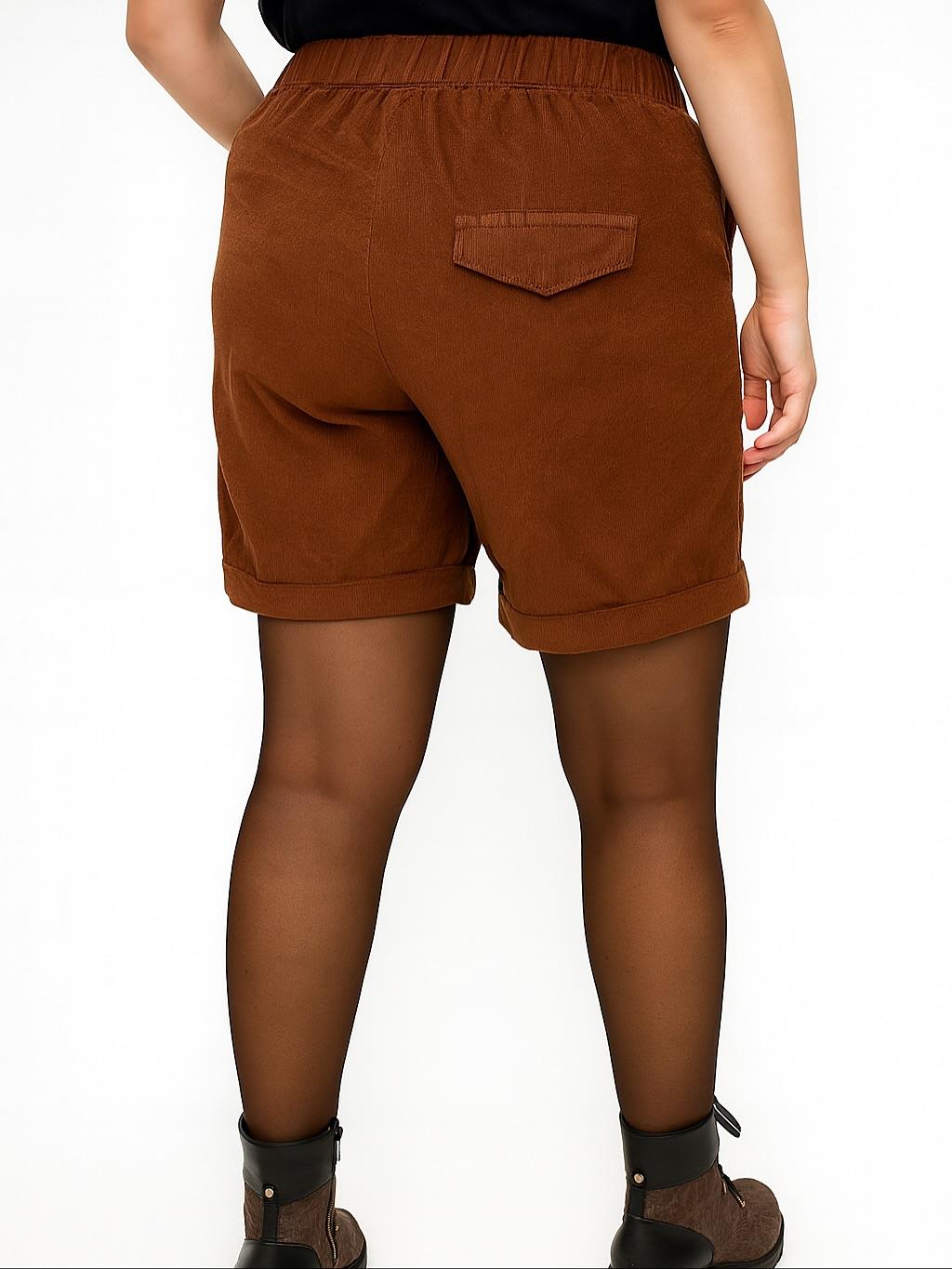 İtalyan Kadife Şort - AÇIK KAHVE