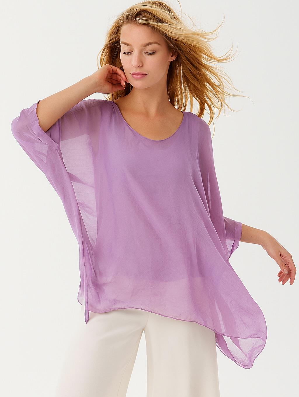 İtalyan İpek Bluz - LİLA