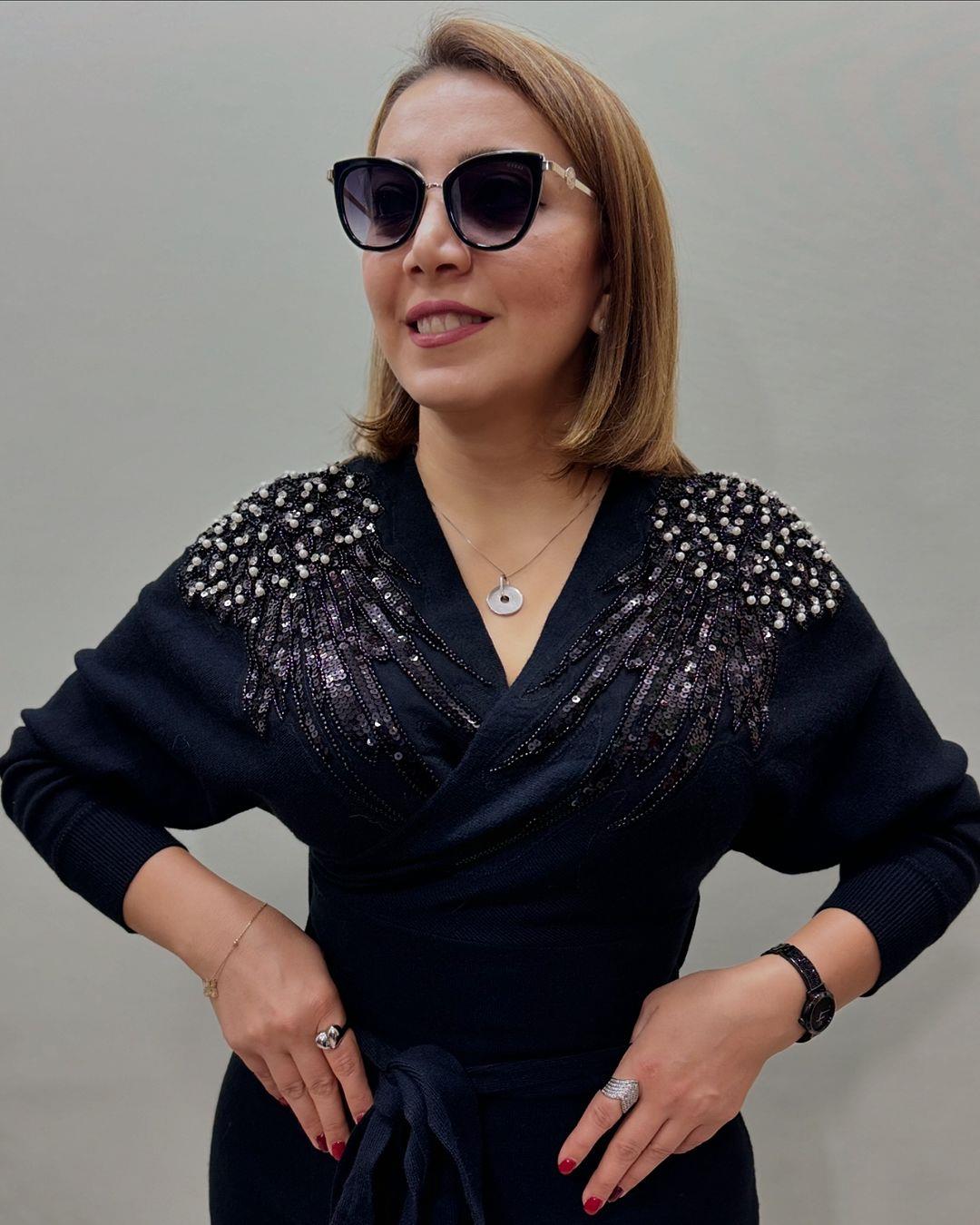 İtalyan Angora Özel Tasarım Elbise - SİYAH