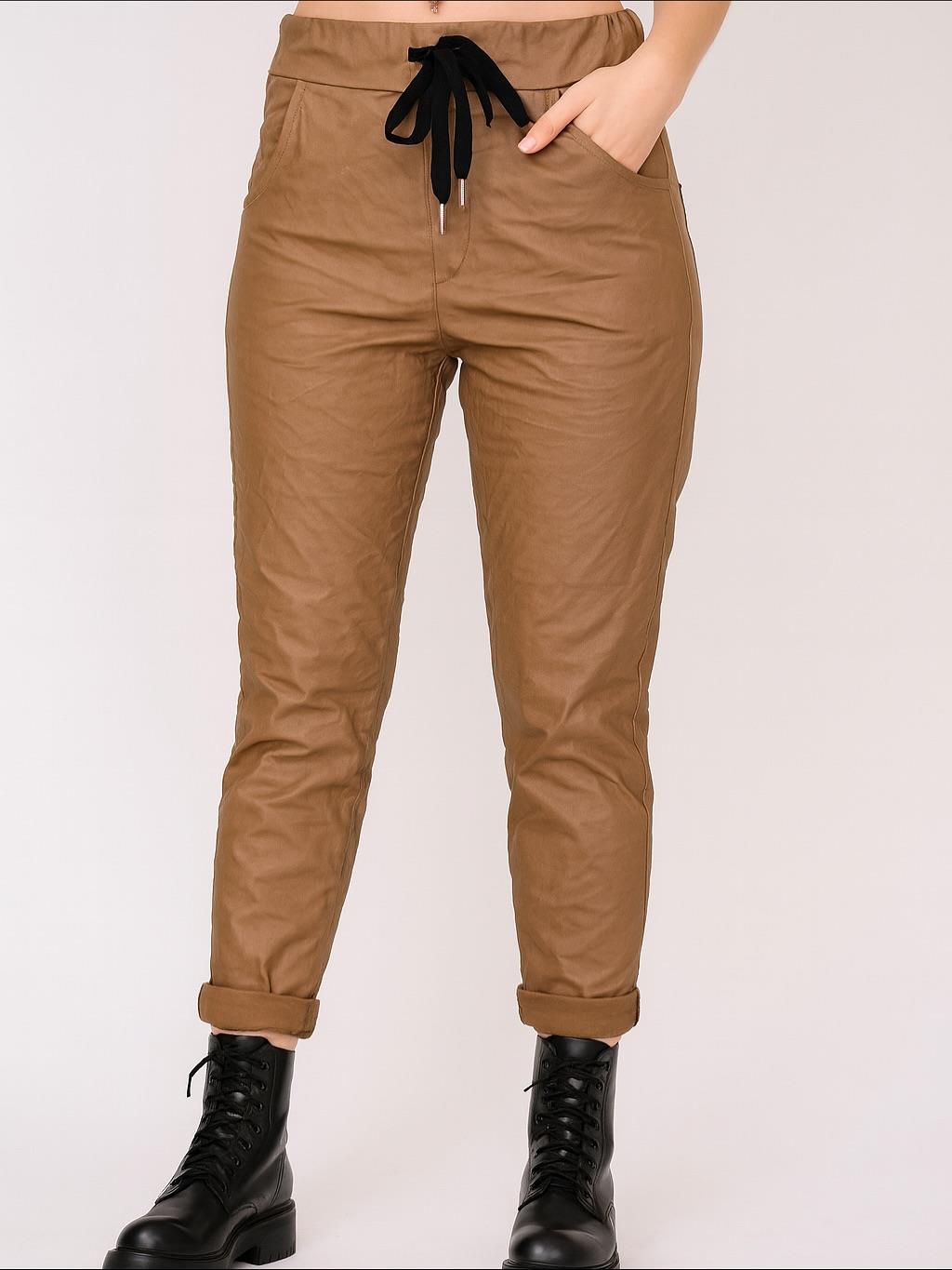 İtalyan Likralı Deri Pantolon - BAKIR