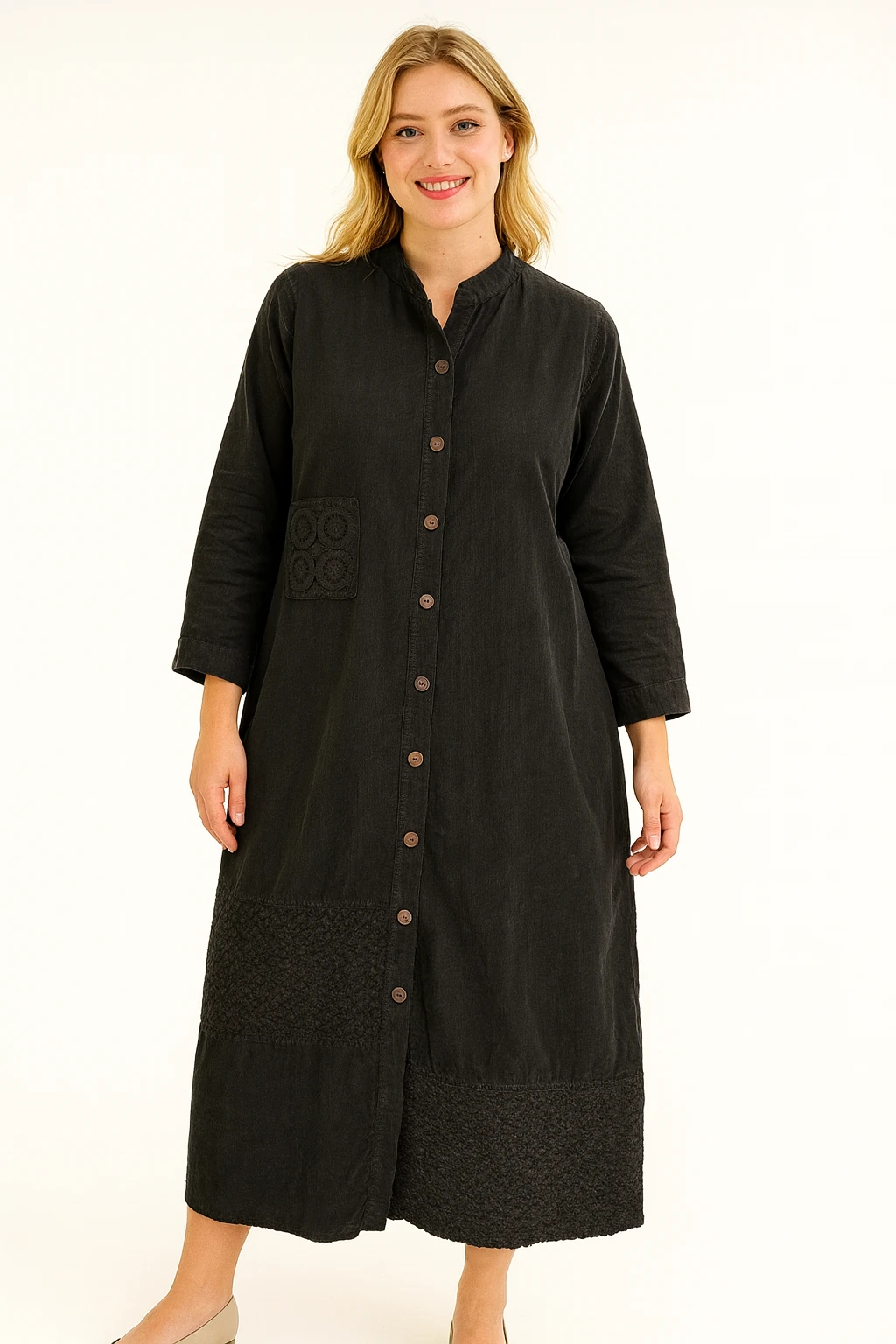 İtalyan Dantel Detaylı İnce Fitilli Kadife Elbise - SİYAH