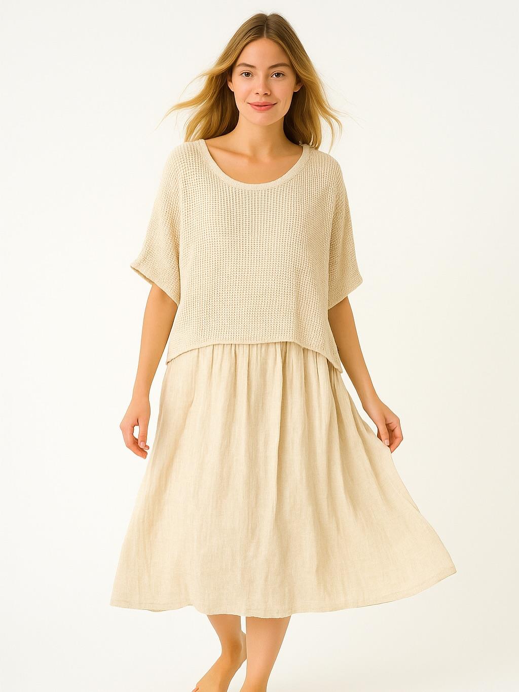 İtalyan File Elbise - BEJ