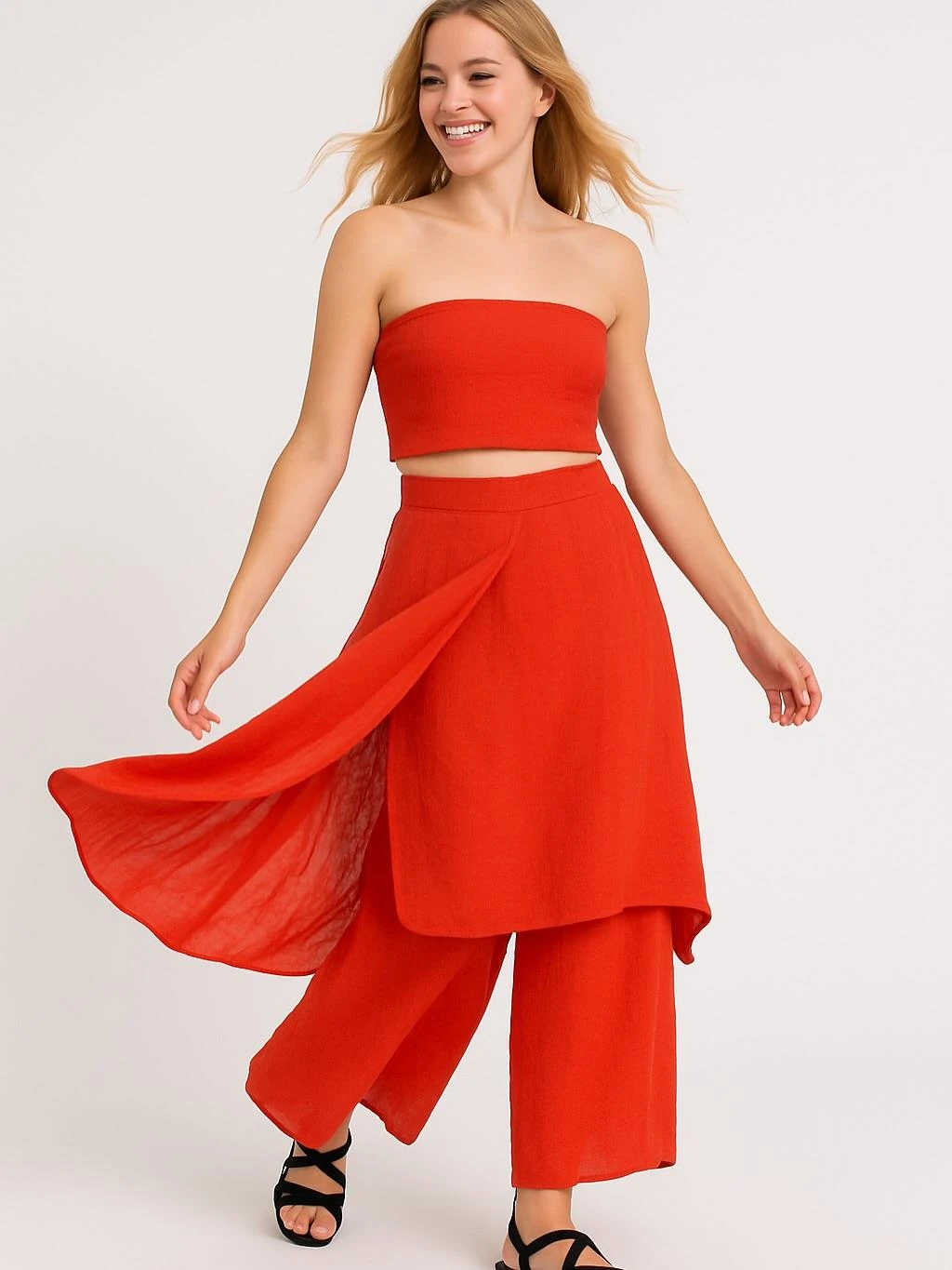 İtalyan Keten Kapaklı Pantolon - MERCAN