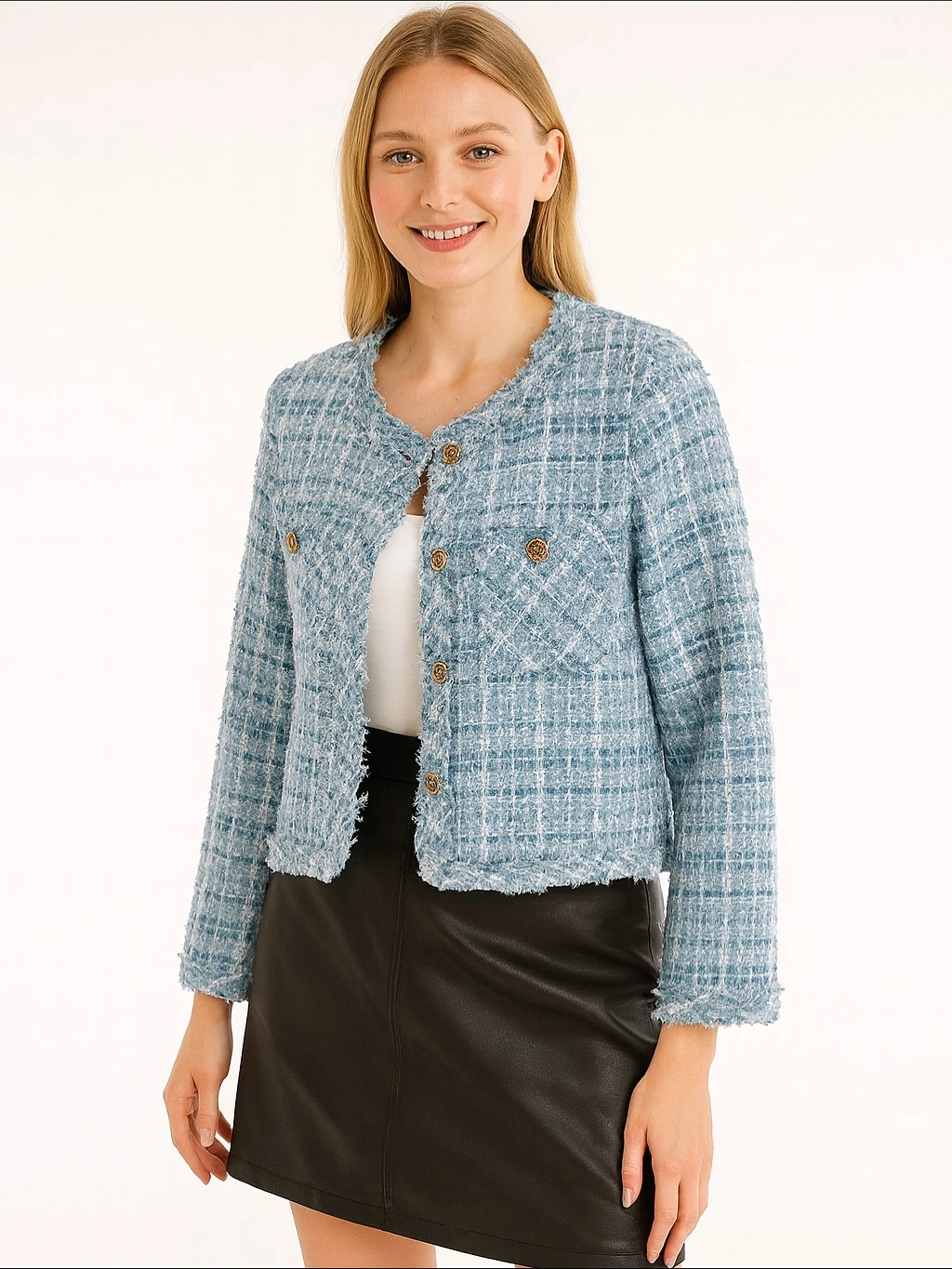 İtalyan Özel Tasarım Şanel Ceket - MAVİ