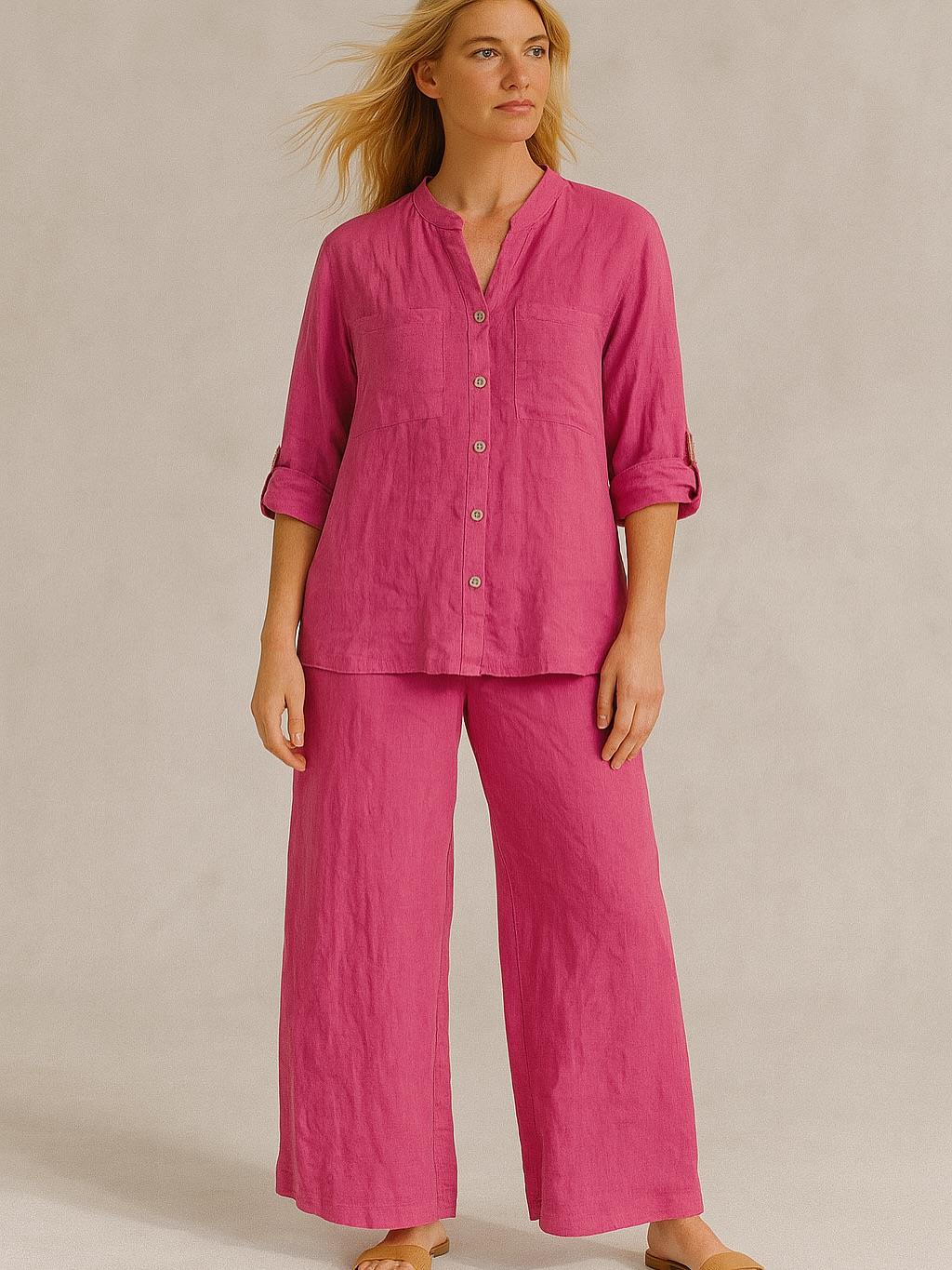 İtalyan Keten Takım - FUŞYA