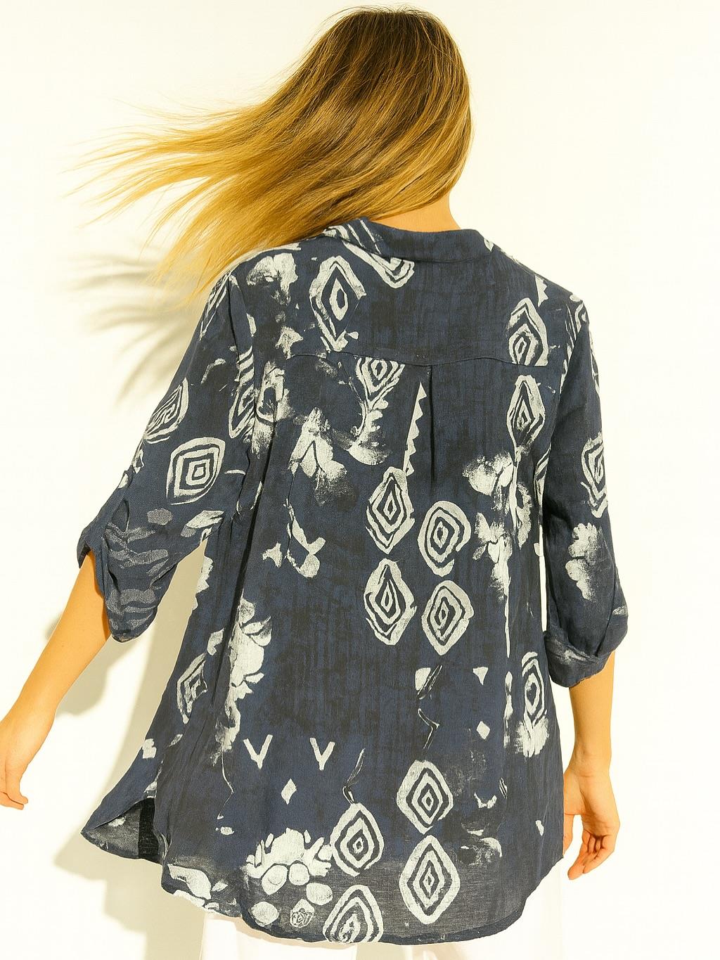 İtalyan Pamuk Keten Gömlek - KOYU LACİVERT