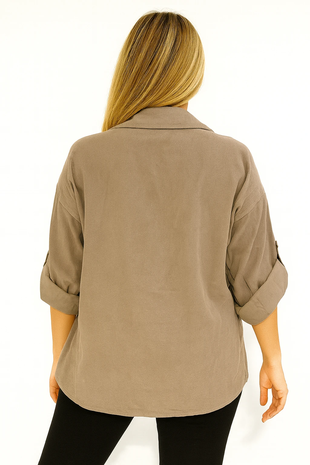 İtalyan Pul Payet Detaylı Kadife Gömlek - VİZON