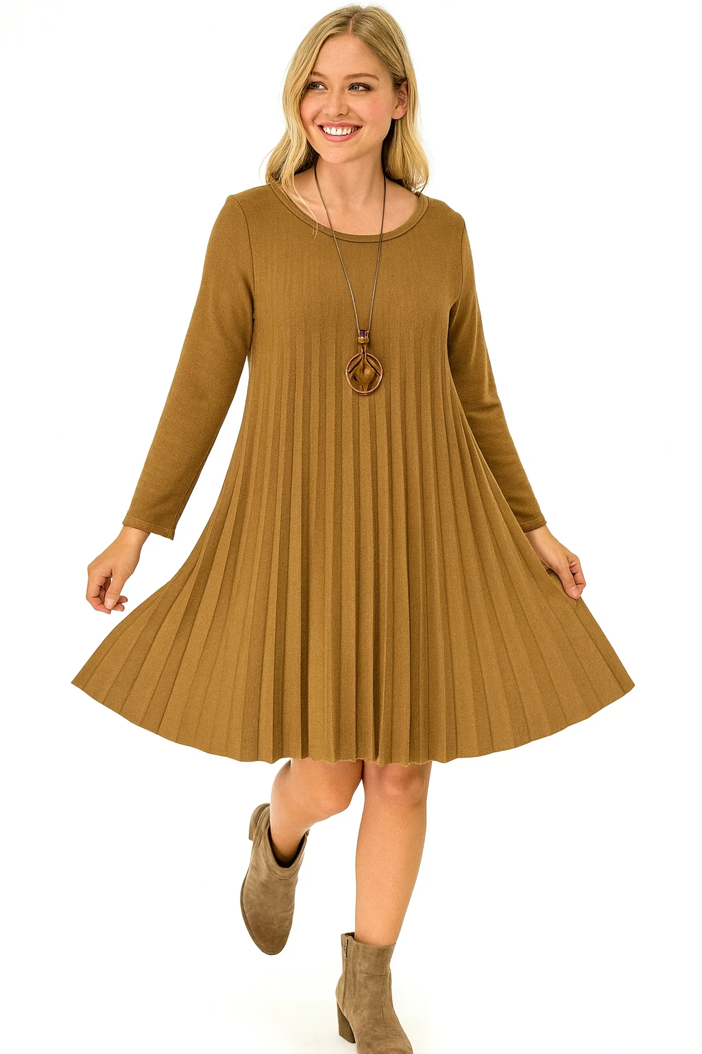 İtalyan Pileli Triko Elbise - BAL