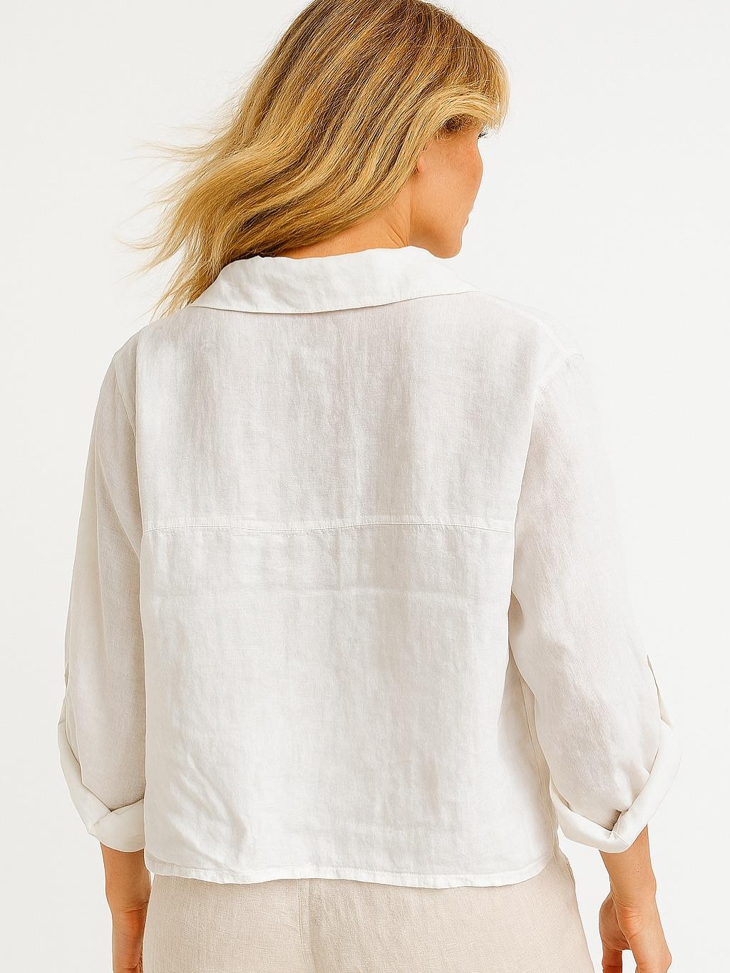 İtalyan Keten Gömlek - BEYAZ