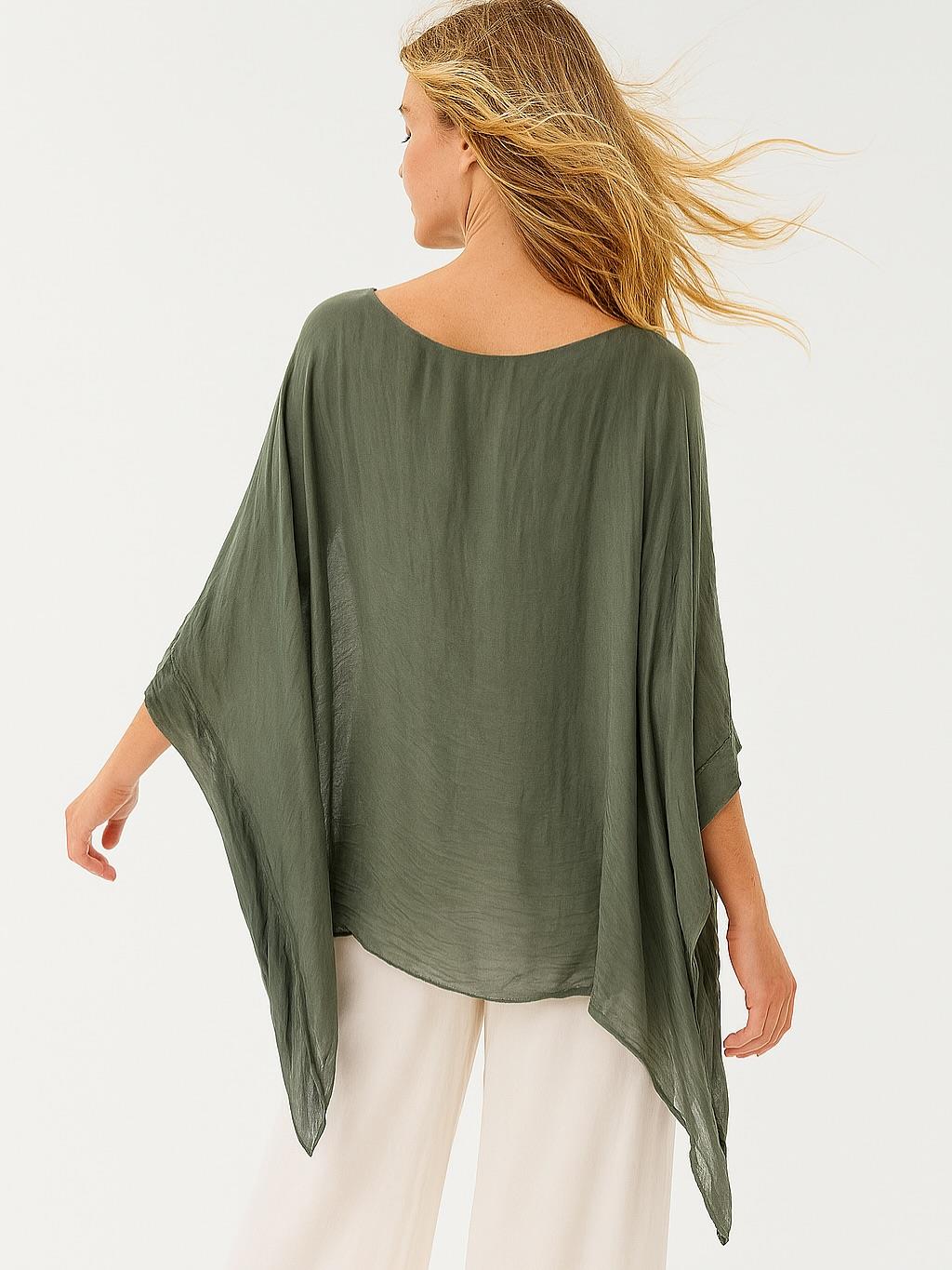 İtalyan İpek Bluz - HAKİ